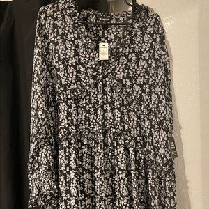 Express Monochrome Floral Pattern Dress